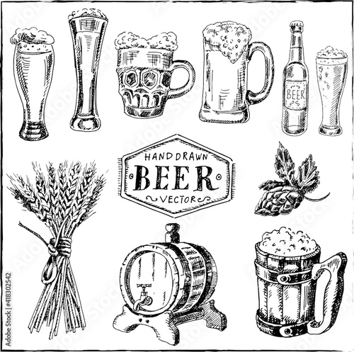 different shapes of glasses and mugs for beer