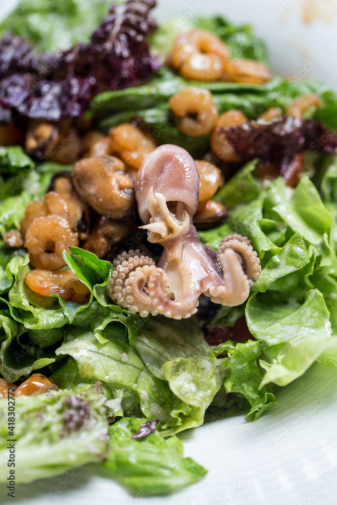 Seafood salad in restaurant Seafood salad in restaurant