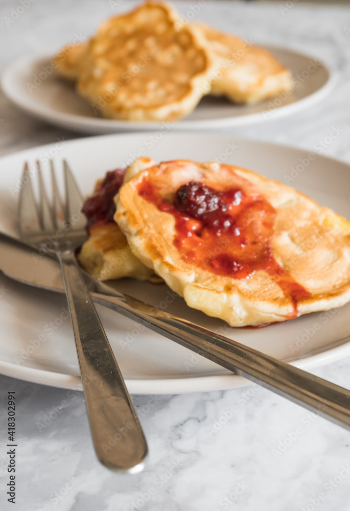 fritters with strawberry jam