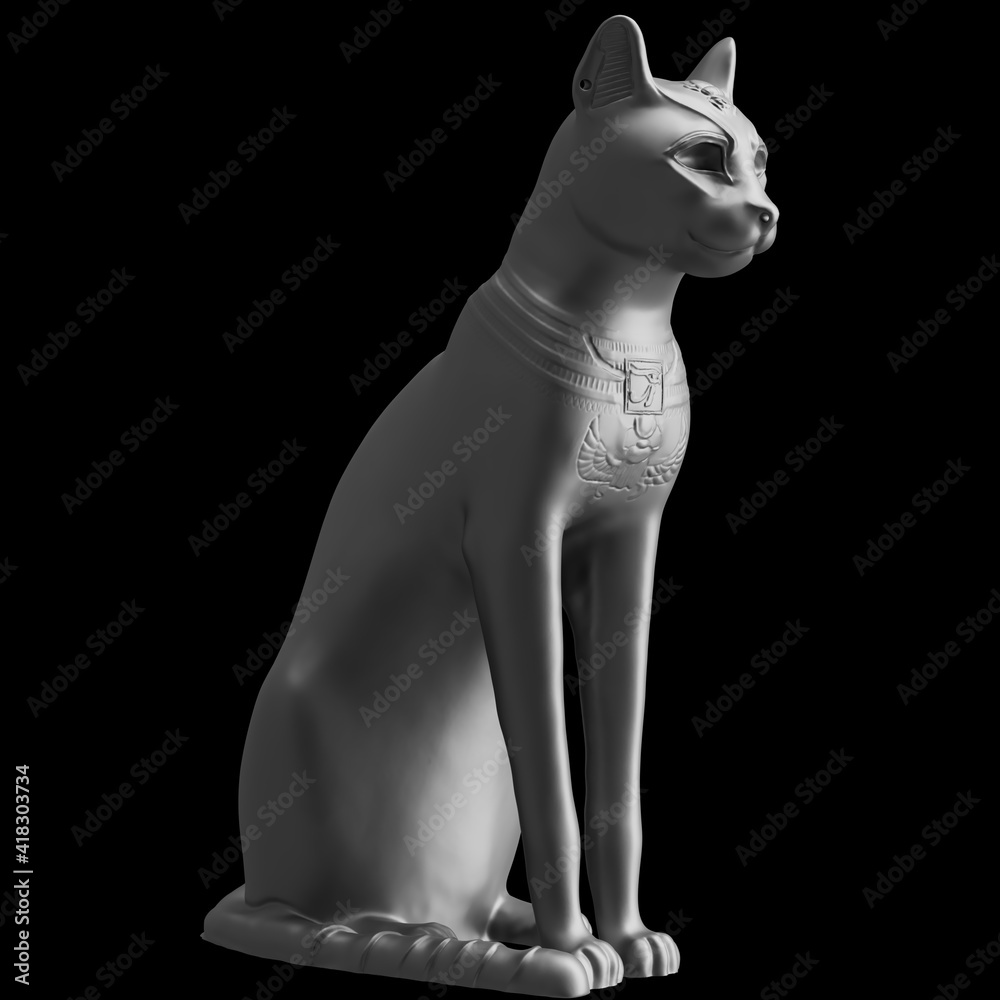 Naklejka premium Gayer-Anderson Cat, cat-goddess Bastet, statue sculpture