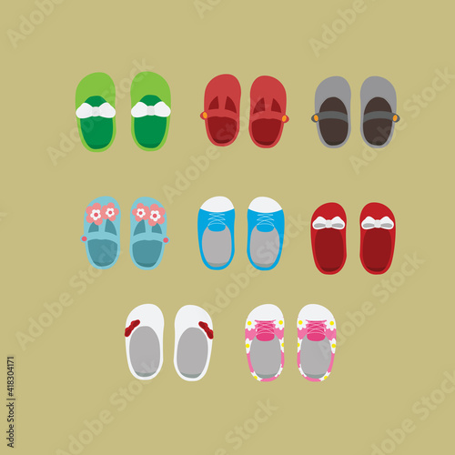 baby shoes vector shower graphic design illustration banner background travel sandal clothing style casual summer fashion 