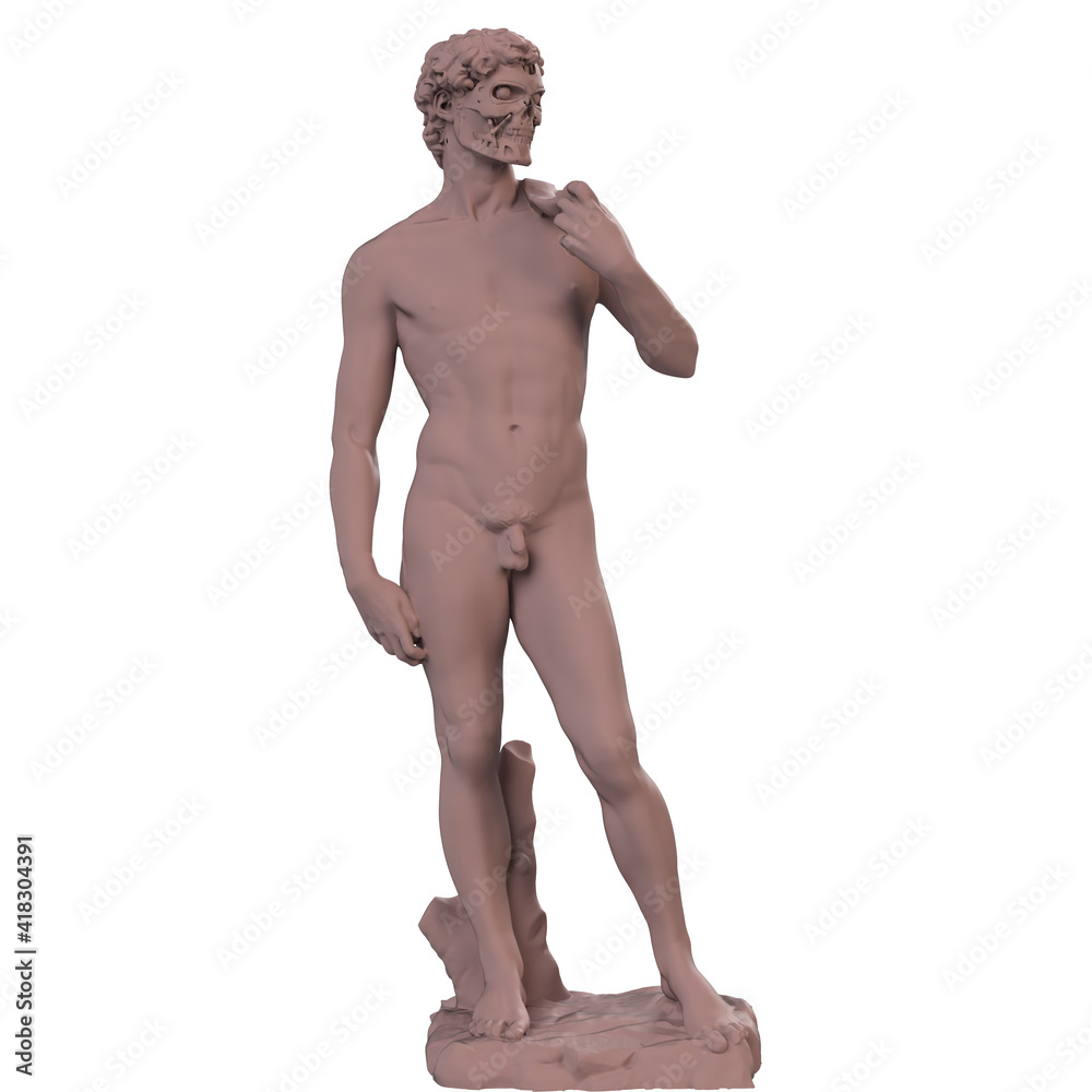 statue of David with replaced robot face statue of David with replaced robot face