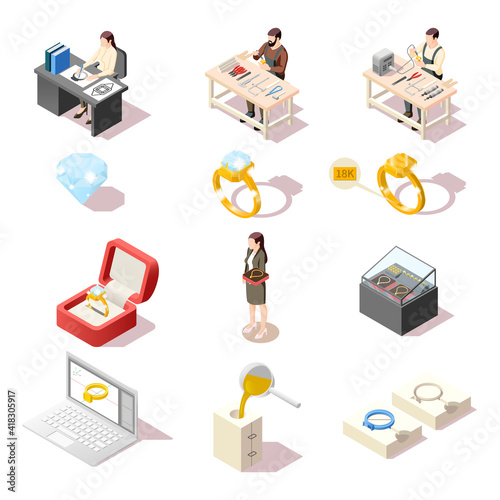 Jewelry Production Icon Set