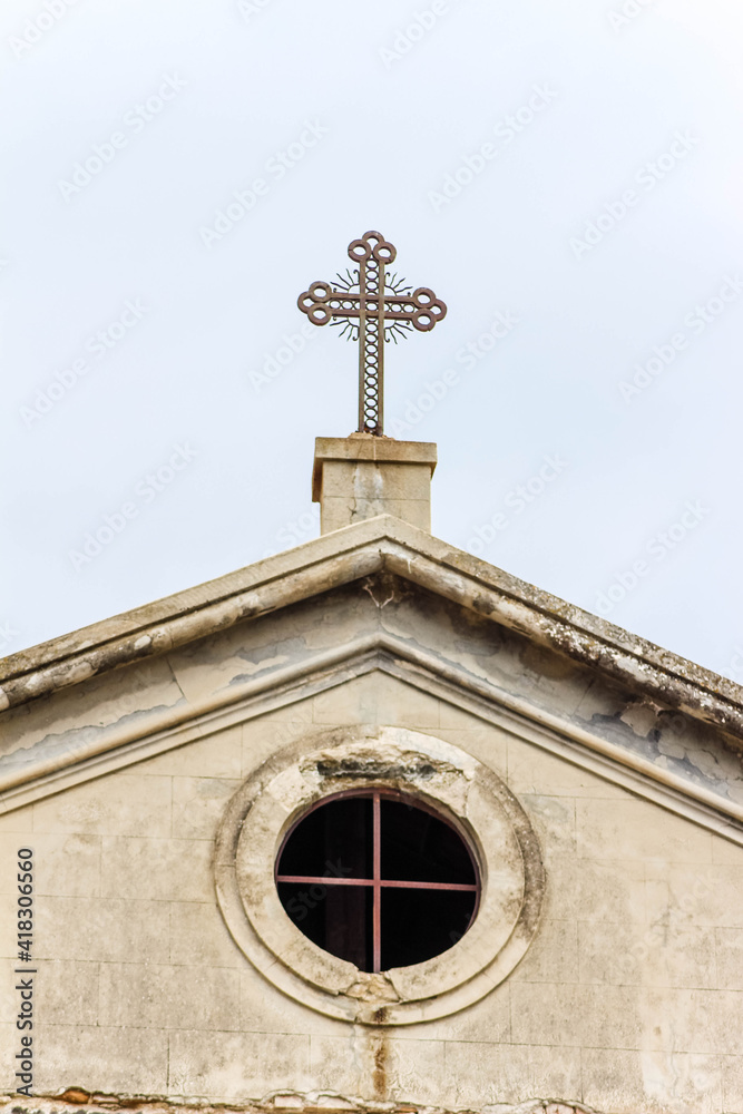 church with golden cross in tropea calabria