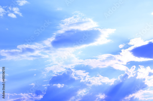 blue sky with cloudy and sunlight beam
