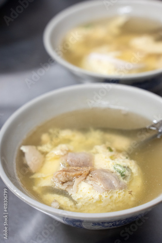 Delicious street food pig bone marrow soup in Changhua, Taiwan.