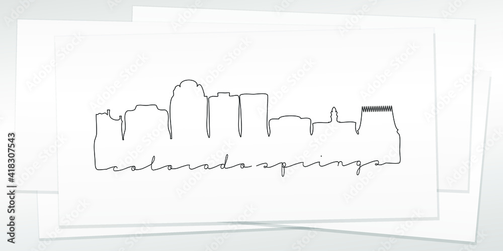 Colorado Springs, CO, USA Doodle Skyline Hand Drawn. City One Line Art Illustration Landmark. Minimalistic Sketch Pen Background.