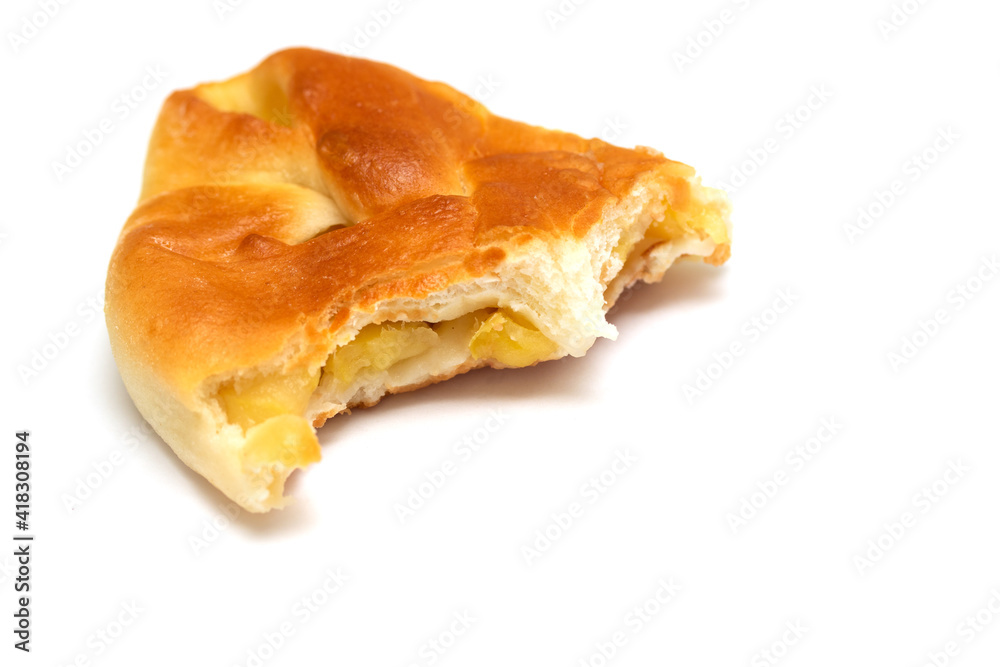 bitten pie on a white background bitten pie on a white background