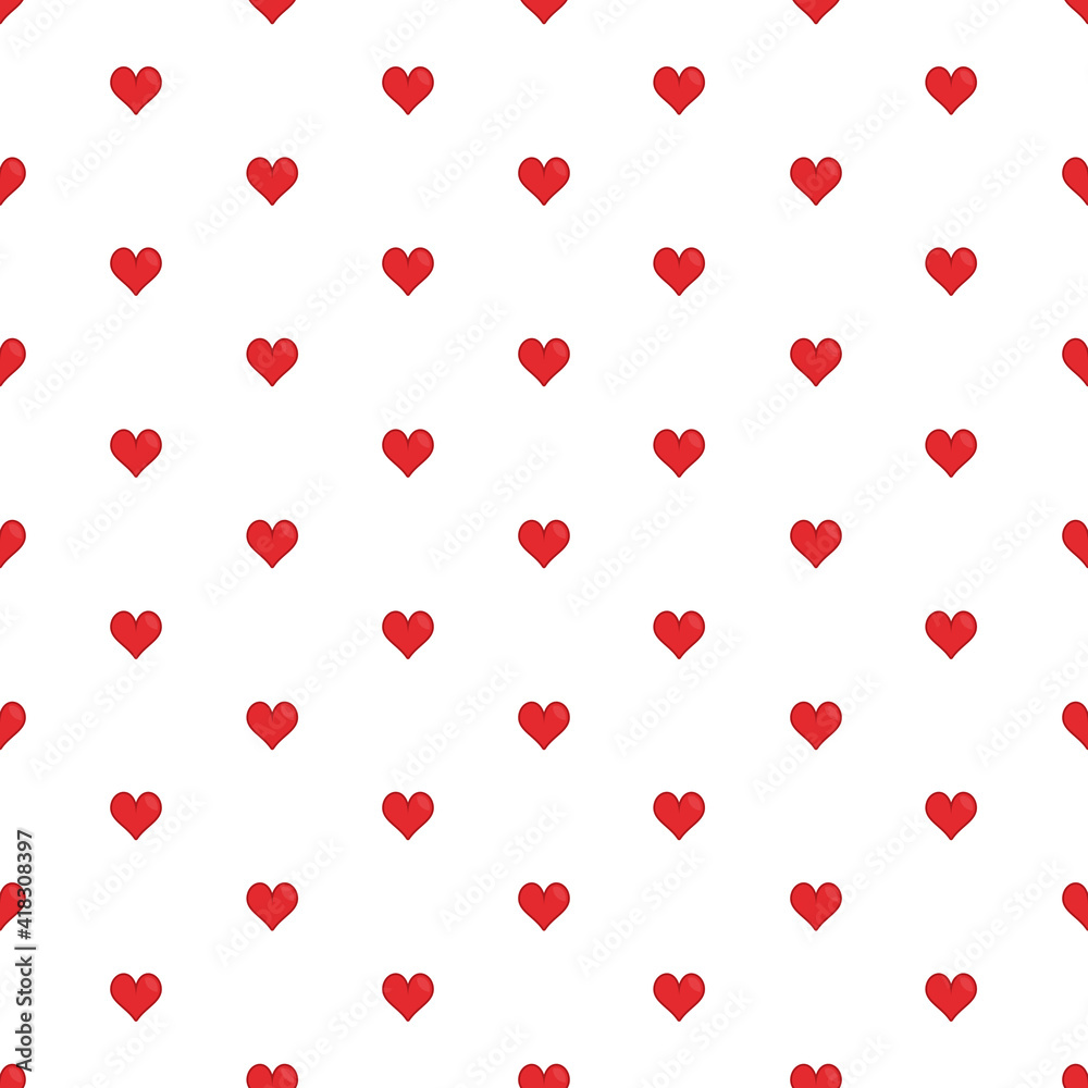 Red heart background for textile or print. Cute romantic seamless pattern.Simple hearts vector texture. EPS 10.