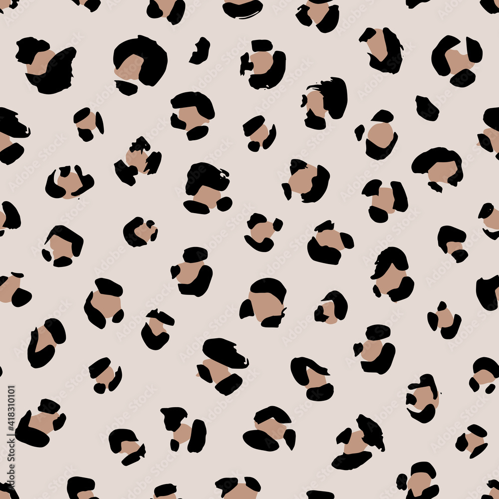 Seamless animal pattern with leopard dots . Creative monochrome texture for fabric, wrapping. Vector illustration