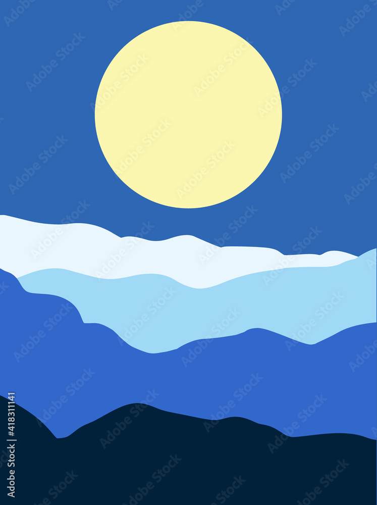 背景素材　月　満月　海