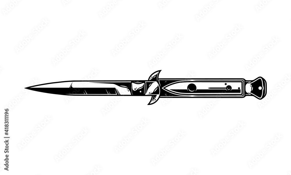 Switchblade Blackwork Tattoo Design Stock Vector | Adobe Stock