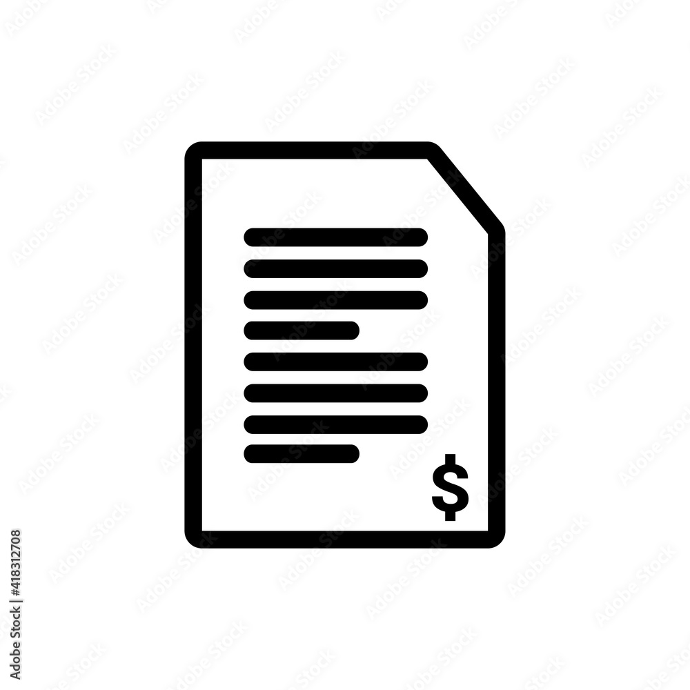 Invoice bill icon vector. Bill payment icon illustration. Simple design on white background. Invoice bill icon vector. Bill payment icon illustration. Simple design on white background.