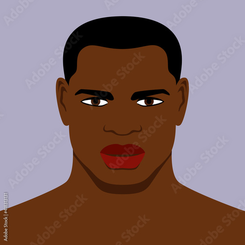 Portrait of a young handsome black man.Vector illustration.
