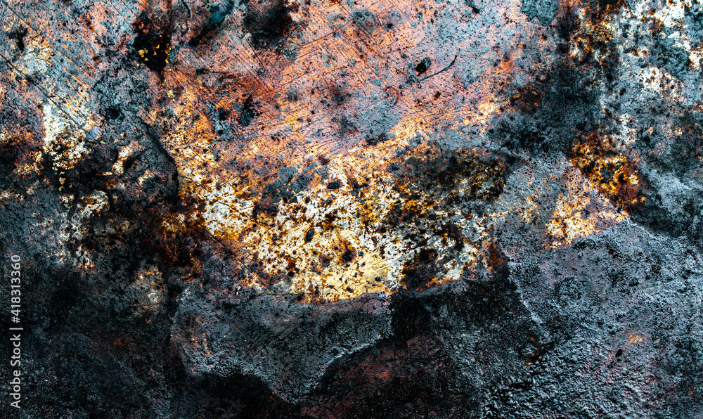 Old metal on the background of scratched soot Old metal on the background of scratched soot