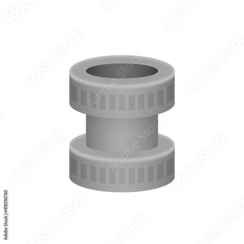 HDPE compression coupling fittings vector icon. Pvc plastic material to connection or join tube, pipe and hose. Working under pressure for plumbing, irrigation sprinkler and electrical conduit system.