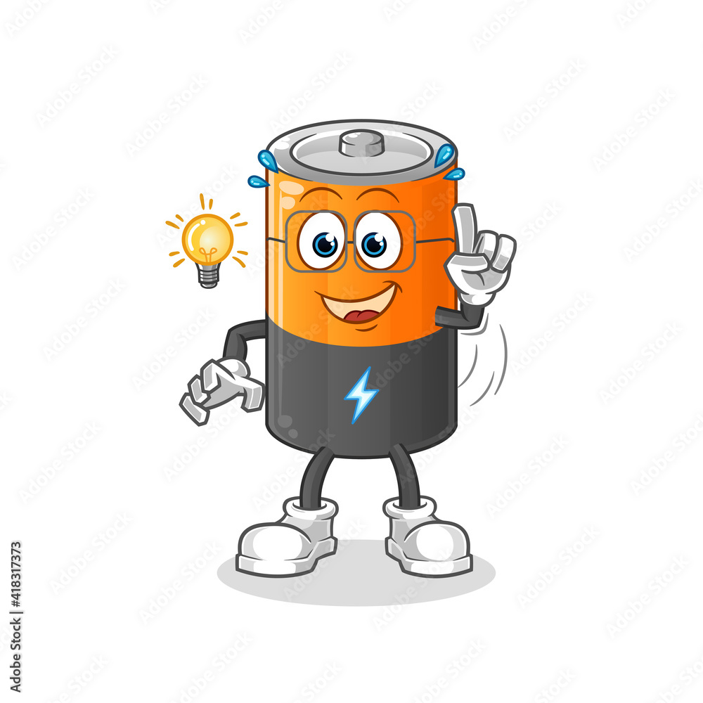 Obraz premium battery got an idea illustration. character vector