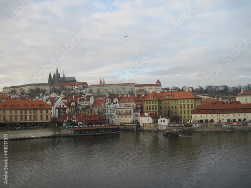 Scenic landscape with Prague Castle on a cloudy day