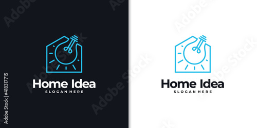 creative smart home logo design with line art style