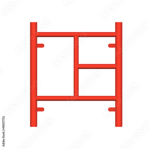 Main frame or H-frame vector design. Step ladder type. Accessory, component or part of scaffolding system. Safety equipment for built stage and temporary work platform for high building construction.