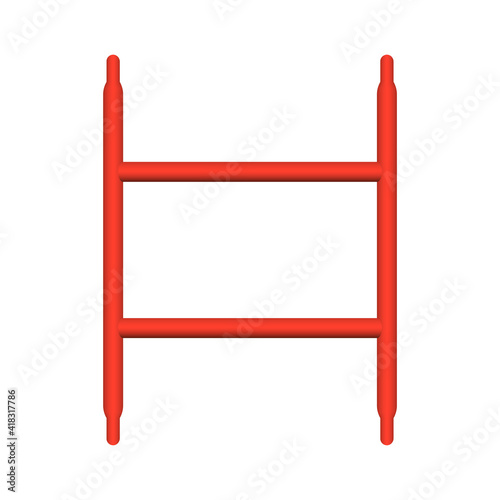 Horizontal frame vector design. Accessory, component or part of scaffolding frame and brace system. Safety equipment for built stage and temporary working platform for high building construction.