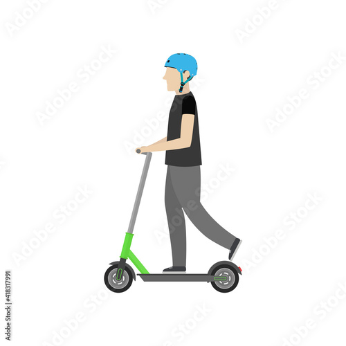 Flat design people ride scooters vector graphics