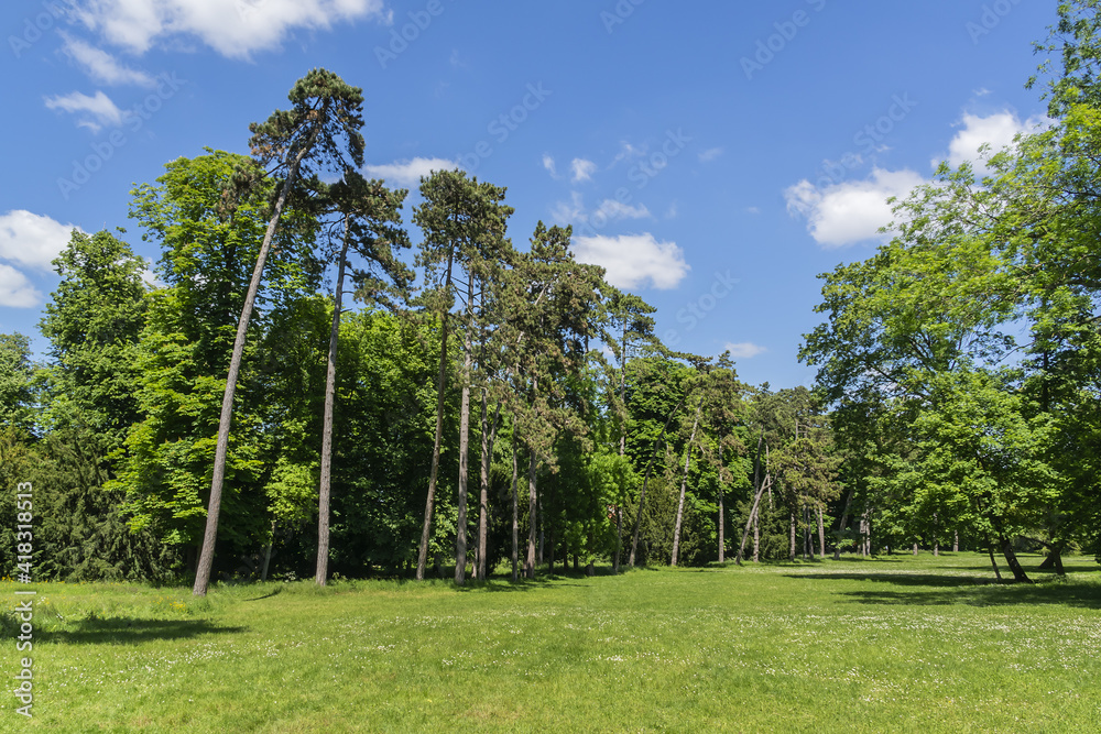 Beautiful Park in Rueil-Malmaison in the western suburbs of Paris. Rueil-Malmaison, France.