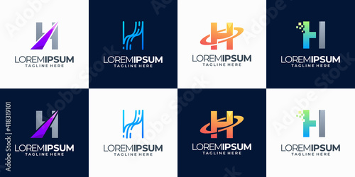 abstract initial letter h logo template. icons for business technology, modern, simple