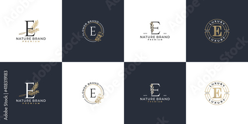 set of luxury feminine initial letter e logo template