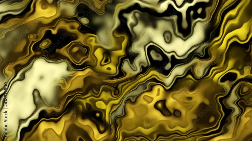 Abstract gold loop video. 3D  gradient luxury fluidly created with glossy precious colors. Luxury liquid that floats while rotating looped background. Glamorous modern floating vivid motion graphics.
