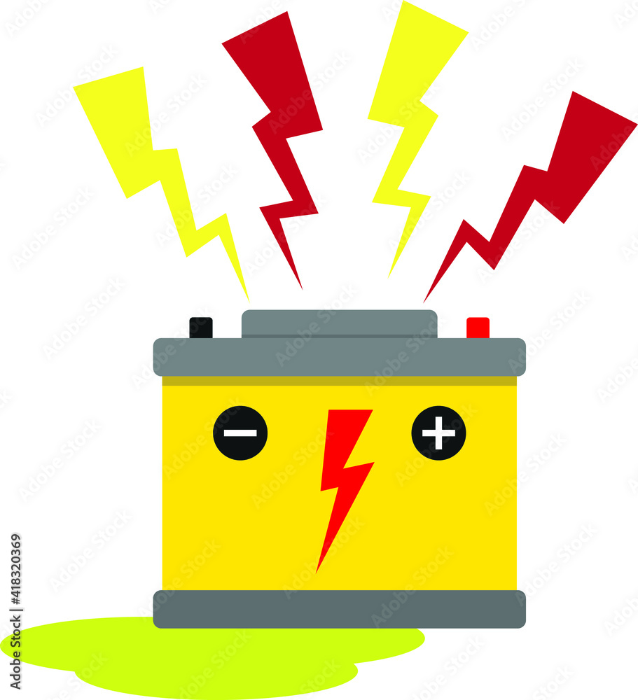 Defective battery. Battery problems. Car battery. Defective battery. Battery problems. Car battery.