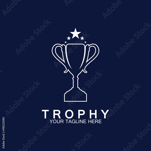 Trophy vector logo icon.champions trophy logo icon for winner award logo template