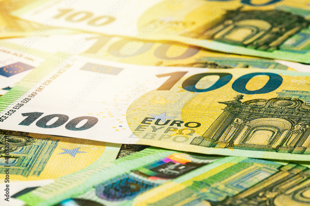 Pile of European money in bright sunlight Pile of European money in bright sunlight