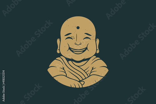 Buddha Smile Vintage Logo Design