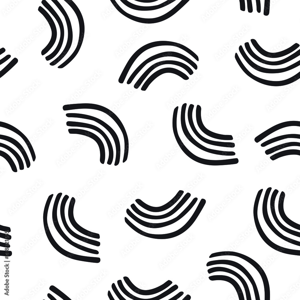 Cute minimal hand drawn rainbow seamless pattern in black and white. Pretty doodle illustration. Happy fun monochrome vector design. Quirky stylized theme. Cool wrapping paper wallpaper Cute minimal hand drawn rainbow seamless pattern in black and white. Pretty doodle illustration. Happy fun monochrome vector design. Quirky stylized theme. Cool wrapping paper wallpaper