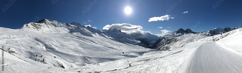 ski, Vallorcine, sky, ciel, bleu, soleil, sun, montagne, hiver, neige
