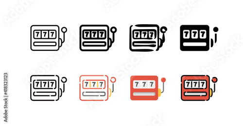 Slot machine Icon Set (8 different style vector icon set)