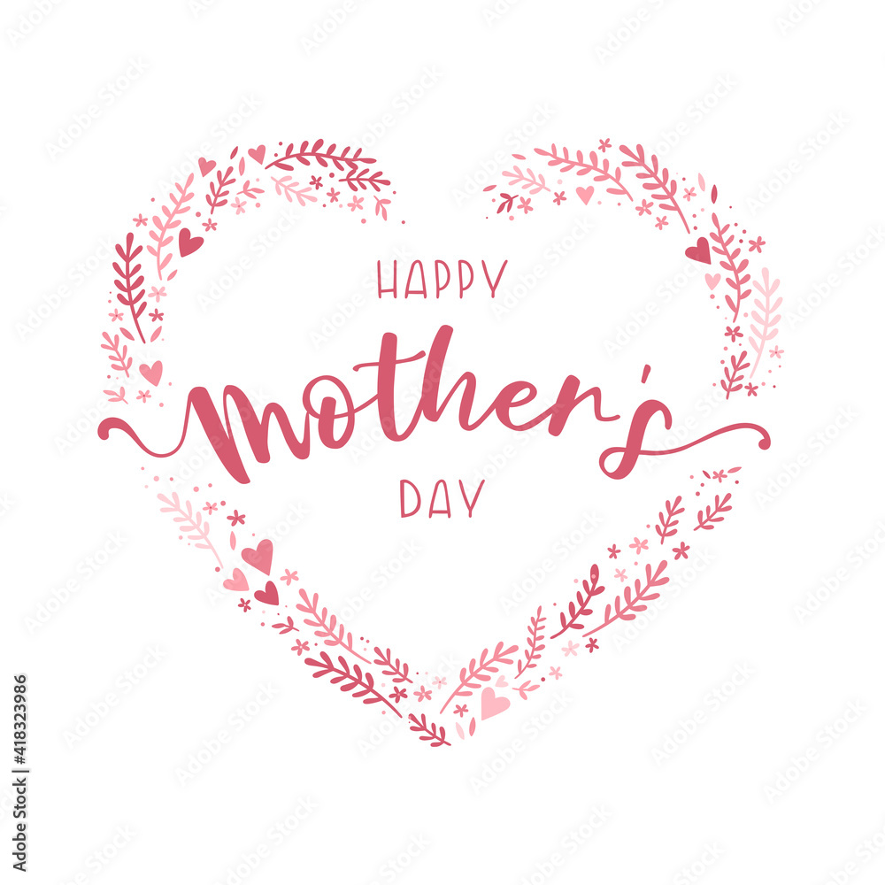 Lovely hand drawn Mother's Day design, cute type and decoration, great for banners, wallpapers, cards, invitations