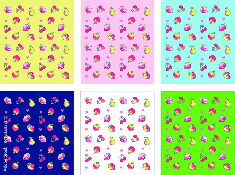 Pattern of fruits and berries for different backgrounds