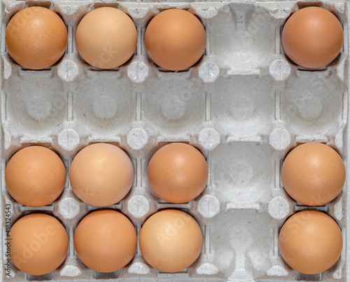 Eggs in carton. Eggs in box. Healthy Farm Food in eco packaging.