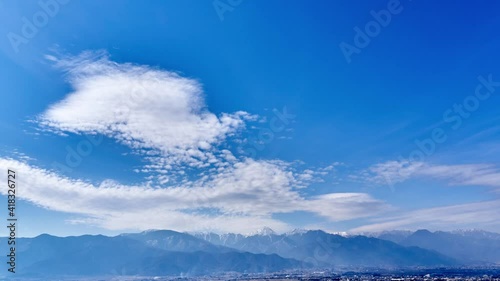 青空と雲のタイムラプス (巻層雲、左から右に流れる)
