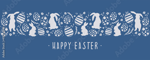Happy Easter banner with greeting text. Great for packing card header