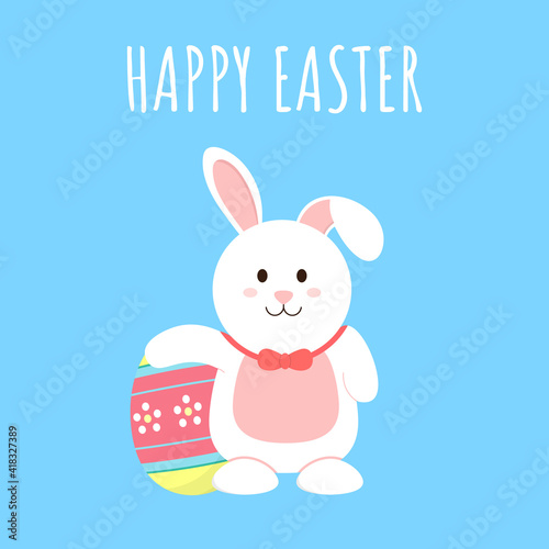 Cute easter bunny. Happy easter day background vector illustration. © Triative