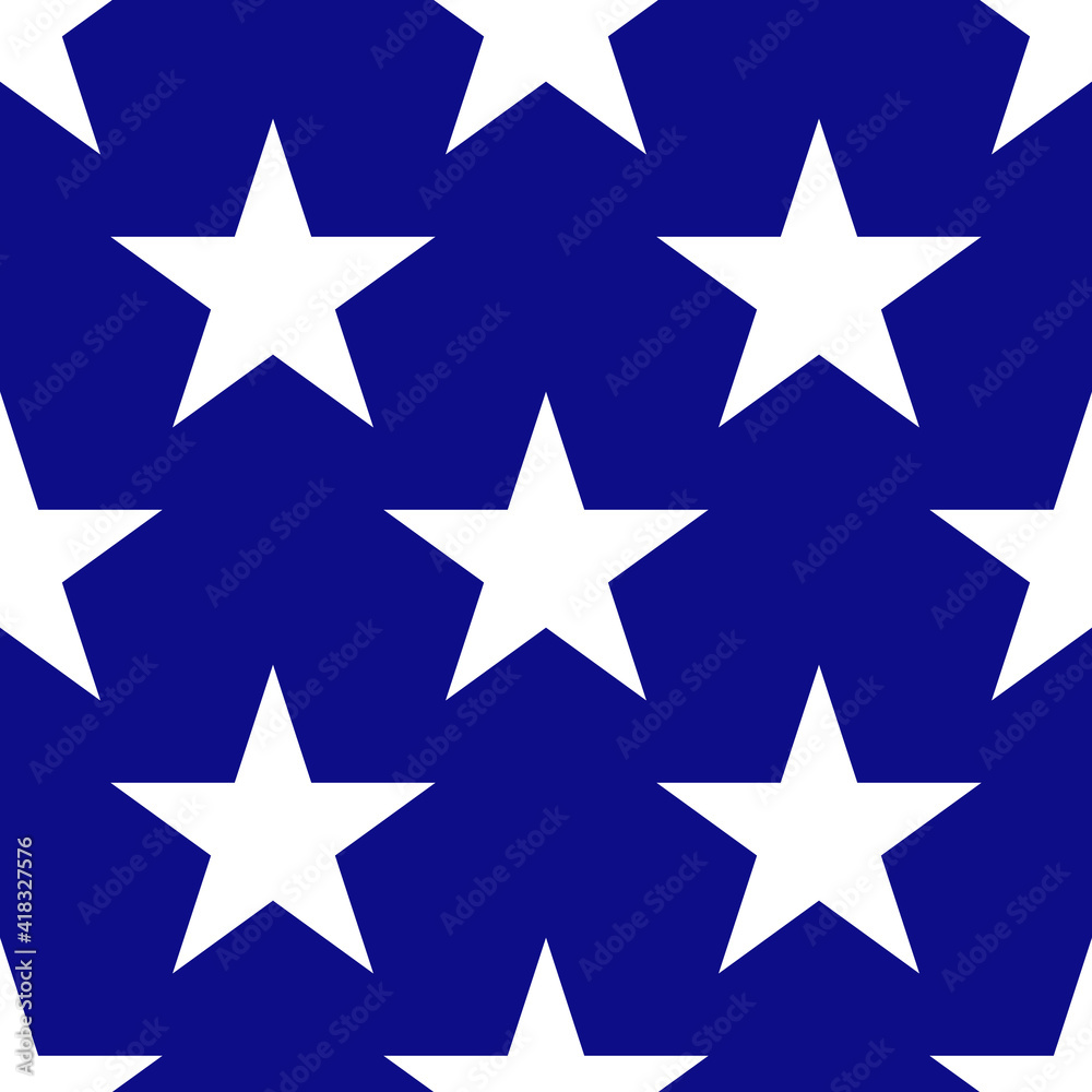Seamless vector background of USA flag elements. White stars on blue background for 4th of July. Seamless vector background of USA flag elements. White stars on blue background for 4th of July.
