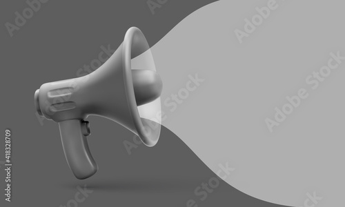 3d realistic black plastic megaphone marketing concept. Vector illustration