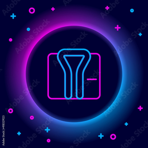 Glowing neon line Bathrobe icon isolated on black background. Colorful outline concept. Vector.