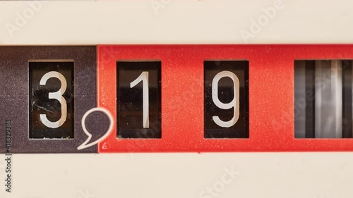 Gas meter in a home mechanical flow meter counter going full circle perfect loop photo
