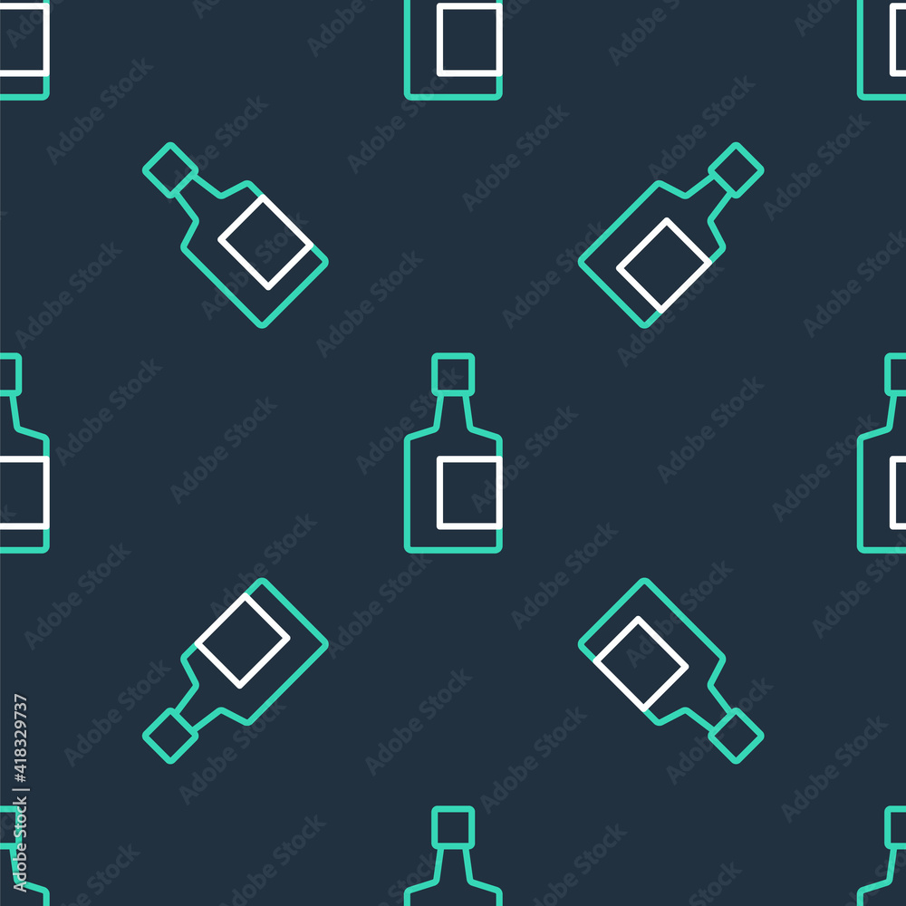 Line Tequila bottle icon isolated seamless pattern on black background. Mexican alcohol drink. Vector. Line Tequila bottle icon isolated seamless pattern on black background. Mexican alcohol drink. Vector.