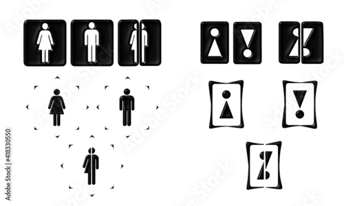 Black male and female symbols with texture effects.
