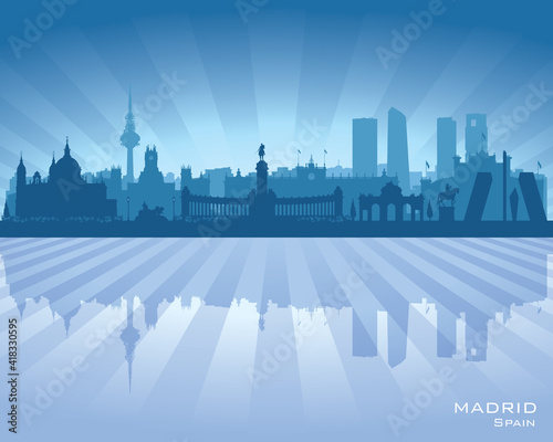 Madrid Spain city skyline vector silhouette
